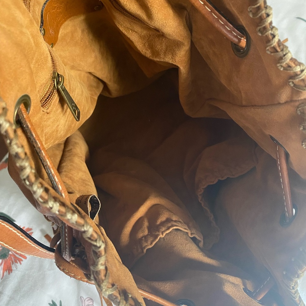 Patricia Nash Niccioleta Tan Leather Fringe Bucket